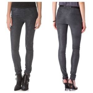 Helmut Lang Lamb Leather Gray Skinny Pants Leggings Elastic Waist Size 2